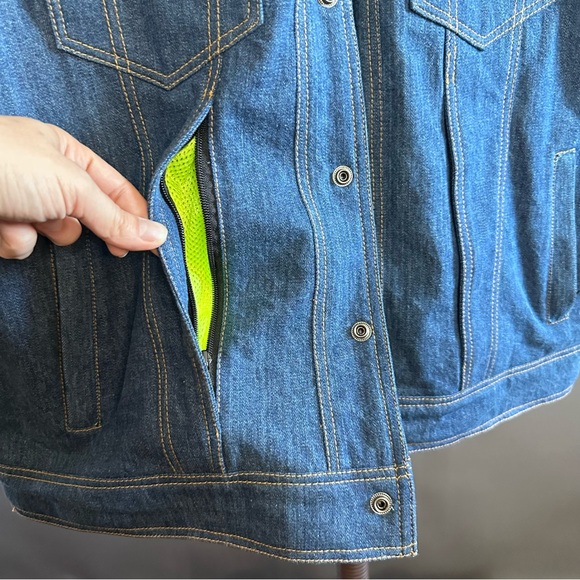 Nwot Lawless Missing Link Biker Moto Denim Safety Reversible Vest Men's Size 2XL - Picture 5 of 15